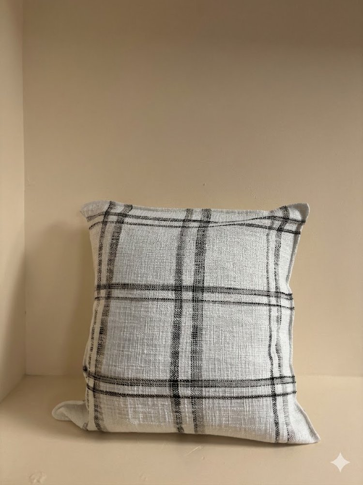 Grey plaid cushion