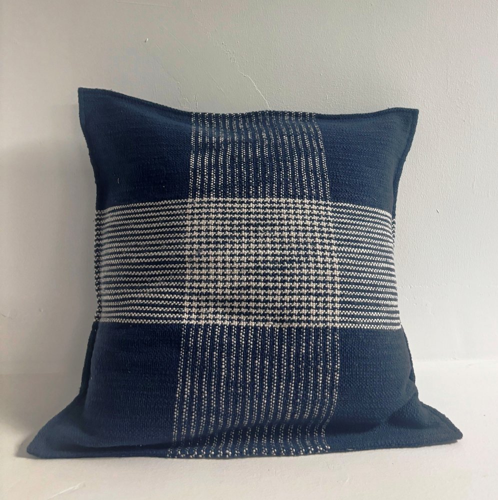 Blue check cushion
