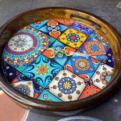 Hand-carved wooden tray